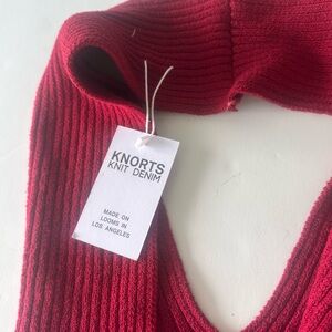 KNORTS ; KNIT DENIM HALTER VEST IN Red Size 3 NWT